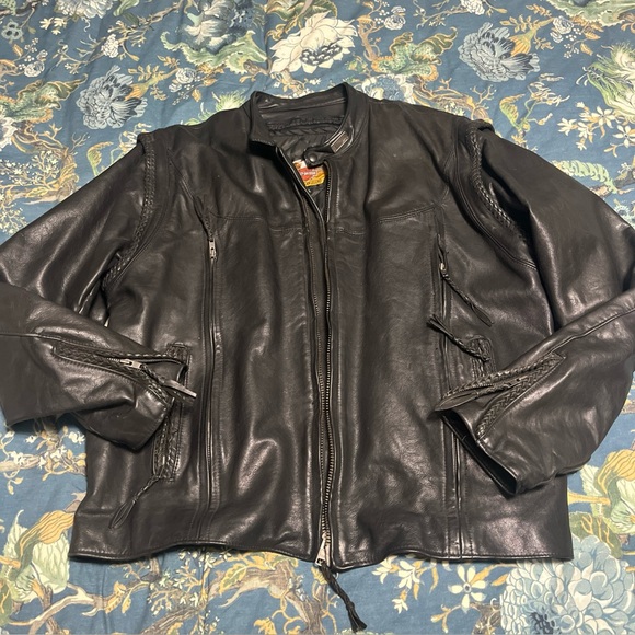 Y2K Harley Davidson Willie GMotorcycle Jacket XXL Braided Leather Lined WOW 🤩